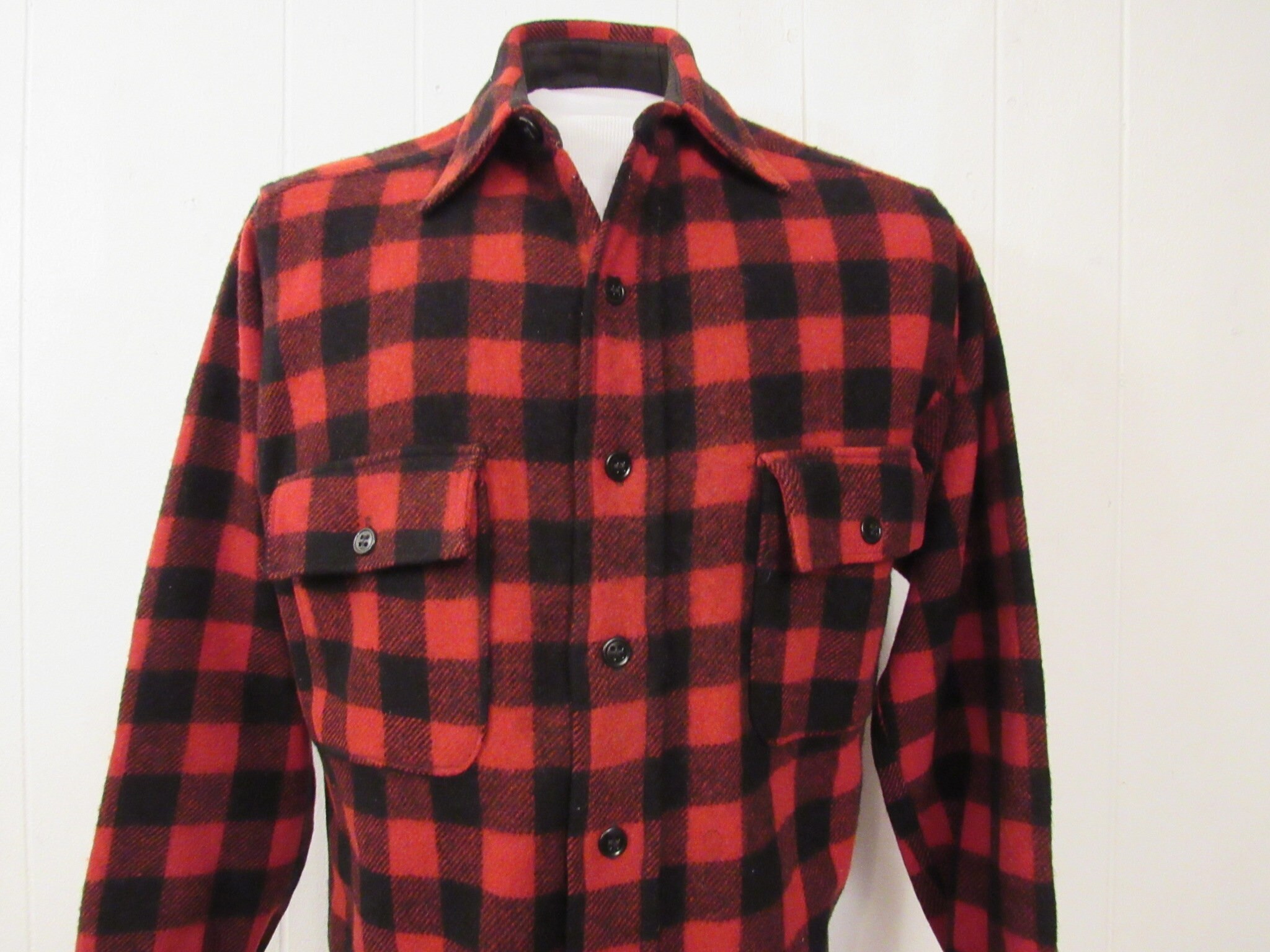 Vintage Shirt, 1940s Shirt, Buffalo Plaid Shirt, North Field W.T. 