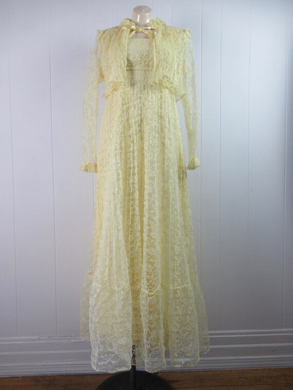 Vintage dress, yellow dress, 1960s dress, lace dr… - image 3