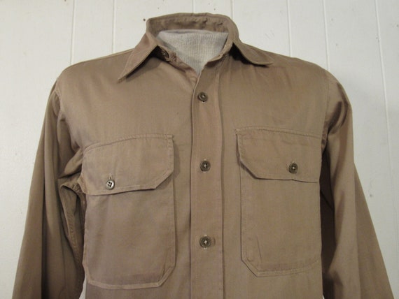 Vintage shirt, work shirt, 1950s shirt, khaki shi… - image 2