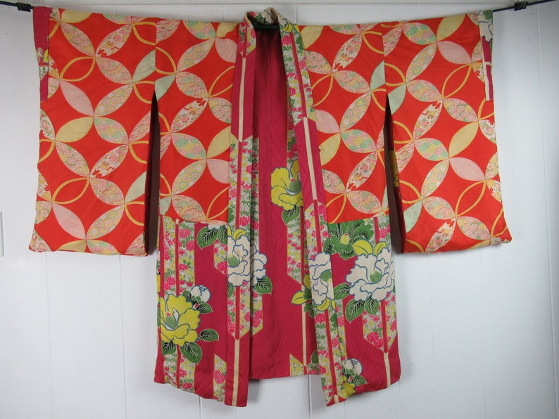 Vintage kimono, 1930s kimono, vintage robe, silk robe, reversible robe, Asian robe, kimono, vintage clothing, size medium image 5