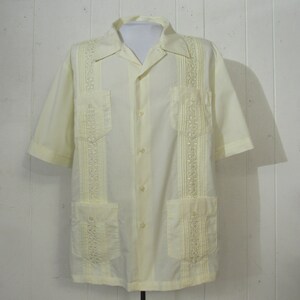 Vintage shirt, Guayaberra shirt, 1970s shirt, vacation shirt, cruise shirt, vintage clothing, size large