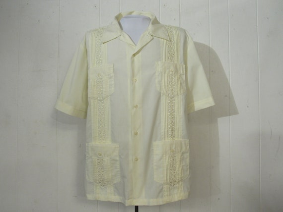 Vintage shirt, Guayaberra shirt, 1970s shirt, vaca