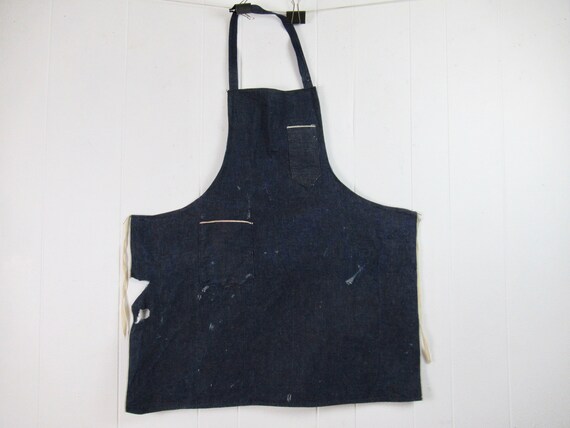 VINTAGE DENIM APRON ① Vintage IKEA Denim Chef's Apron w/ Overall Hook BNWOT 100
