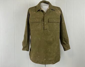 Vintage shirt, shirt uit de jaren 1910, legershirt, pullovershirt, noodlijdend shirt, wollen shirt, vintage kleding