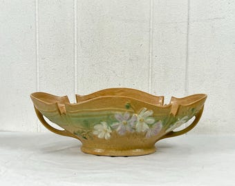 Large vintage bowl, Roseville handled console bowl, 1930s vase, Arts and Crafts compote, Roseville 374-14, vintage pottery, vintage decor