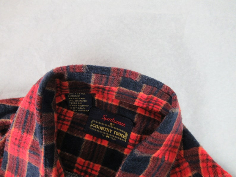 size medium vintage clothing plaid shirt cotton flannel shirt cowboy shirt 1970s shirt Vintage shirt