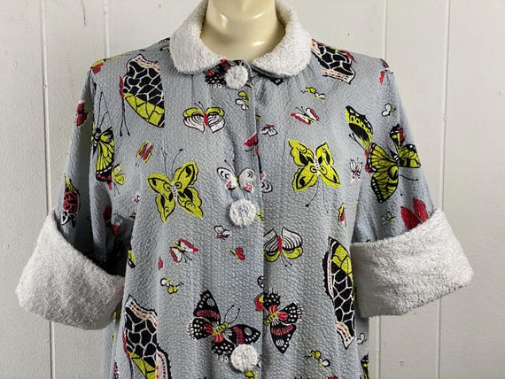 Vintage robe, size large, 1950s robe, butterfly r… - image 2