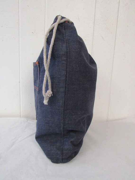 Vintage bag, denim bag, vintage tote, 1960s bag, … - image 2