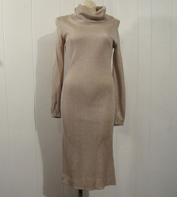 Vintage dress, 1970s dress, disco dress, metallic… - image 1