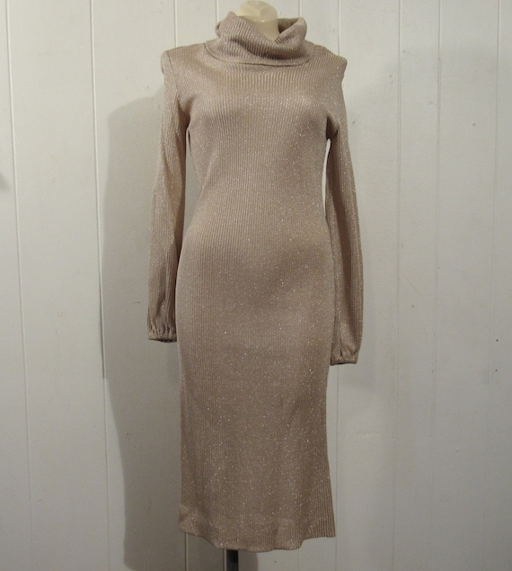 Vintage dress, 1970s dress, disco dress, metallic dress, vintage clothing, medium