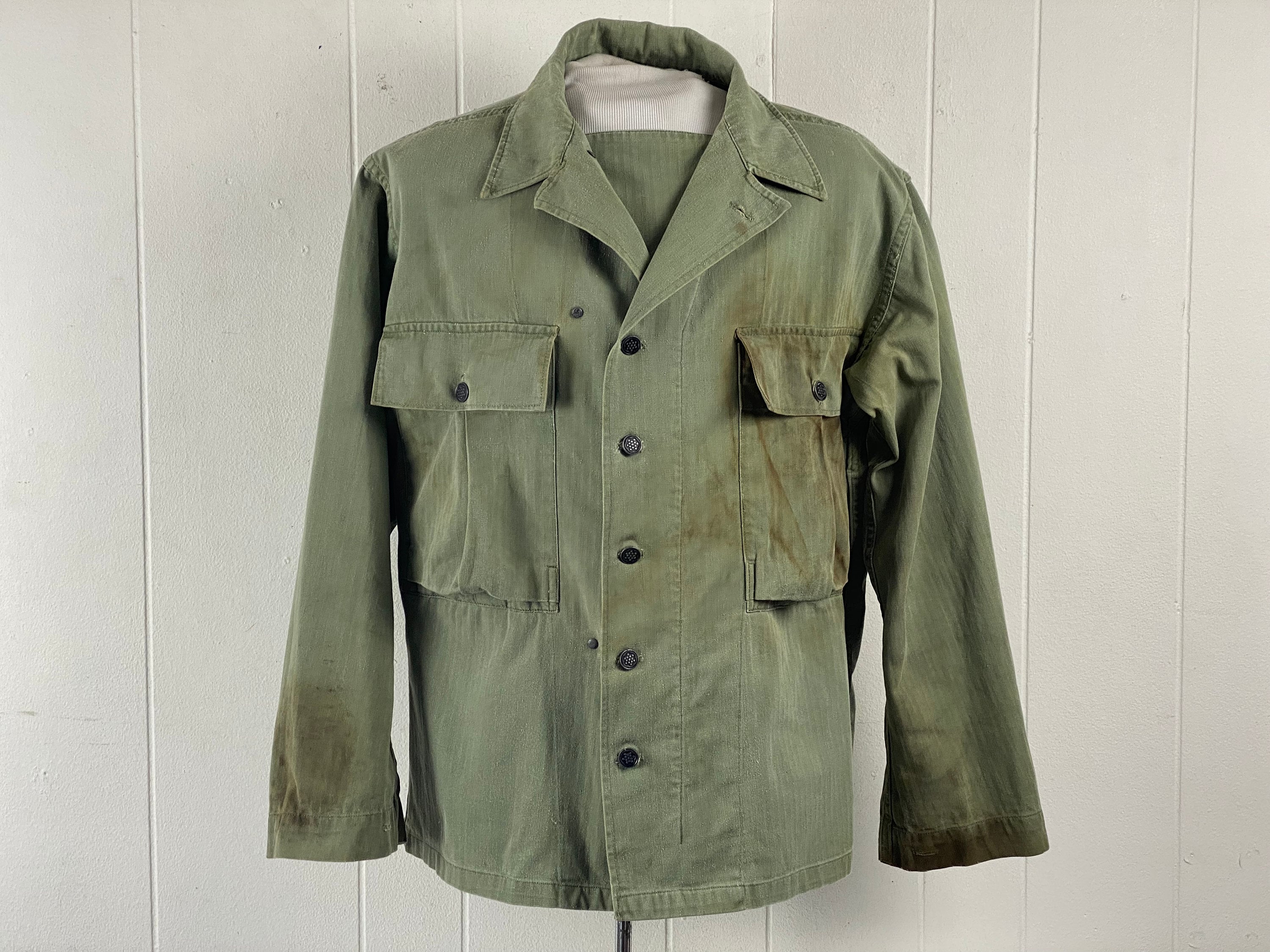 Vintage 40s British Army Khaki Drill Tunic Jacket 1940s Army