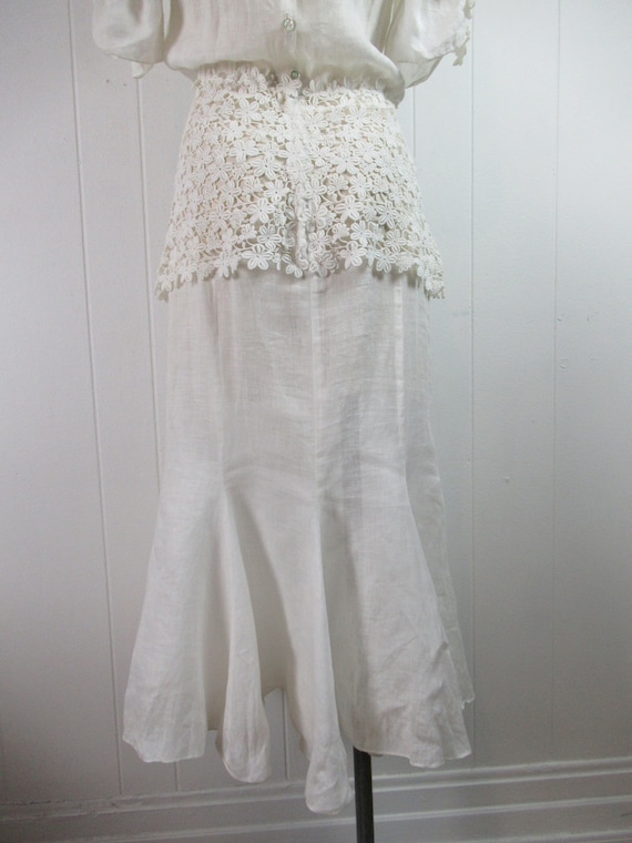 Vintage dress, white dress, linen dress, lace dre… - image 7