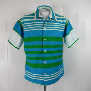 Vintage shirt, 1960s shirt, Rockabilly shirt, striped shirt, retro shirt, Bronzini, vintage clothing, medium, NOS