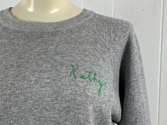 Vintage sweatshirt, size medium, 1970s sweatshirt, Kathy sweatshirt, autograph sweatshirt, gray sweatshirt, vintage clothing