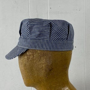 Vintage Cap, Size 7 1/4, Engineer Cap, Vintage Hat, Hickory Stripe