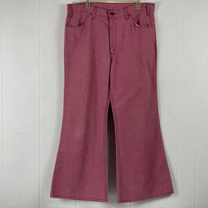 Vintage pants, 37 X 30, vintage Levi&#39;s 686, bell bottom jeans, Levis bell bottoms, mauve bottoms, 1970&#39;s jeans, colored, vintage clothing
