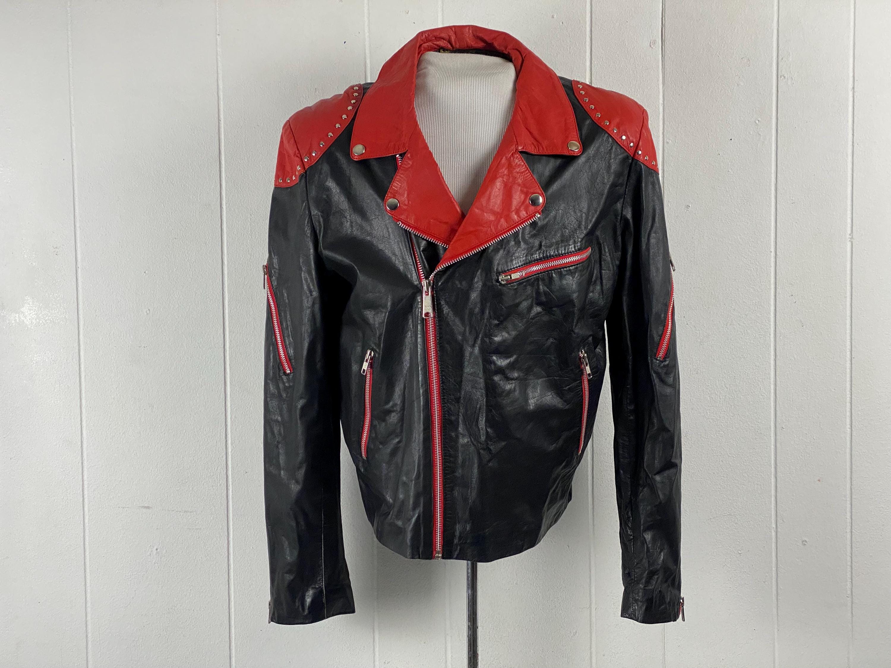 Vintage Jacket, Size 42, 1980s Jacket, Leather Jacket, Studded