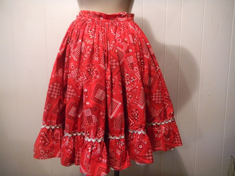 Vintage Skirt, bandana skirt, Rockabilly skirt, square dance skirt, 1950s skirt, vintage clothing, small image 5