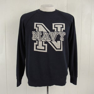Vintage sweatshirt, 1970s sweatshirt, Navy sweatshirt, U.S. Navy, U.S.N. sweatshirt, big N, vintage clothing, size medium