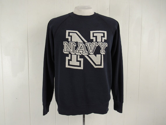 Vintage sweatshirt, 1970s sweatshirt, Navy sweatsh