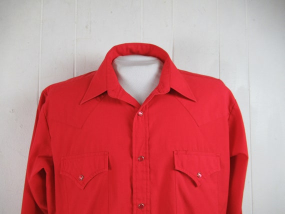 Vintage shirt, 1980s shirt, Cowboy shirt, red wes… - image 2