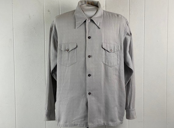 Vintage shirt, 1940s shirt, cotton shirt, button … - image 1