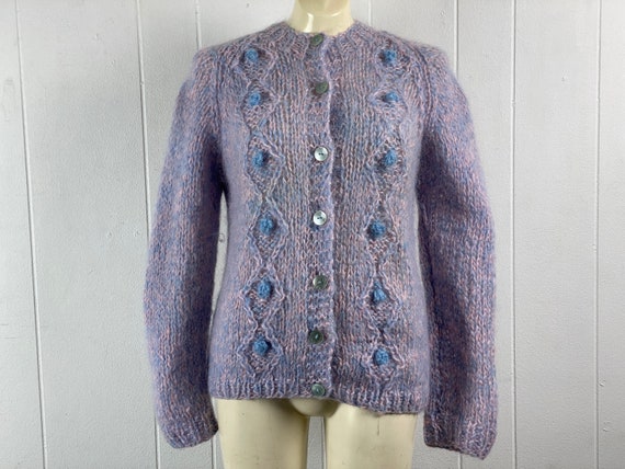 Vintage cardigan, size large, 1960s cardigan, Moh… - image 1