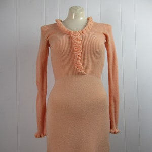 Vintage dress, 1970s dress, sweater dress, pink dress, knit dress, vintage clothing, size small