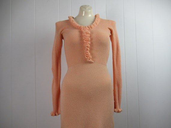 Vintage dress, 1970s dress, sweater dress, pink d… - image 1