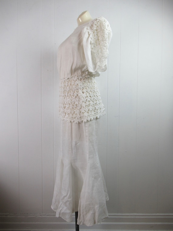 Vintage dress, white dress, linen dress, lace dre… - image 3