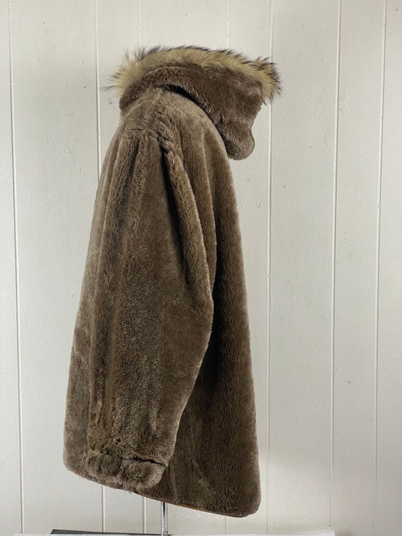 Vintage coat, size XL, 1960s parka, furry coat, h… - image 5