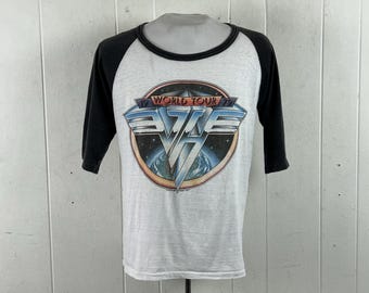 Van Halen t shirt, size medium, 1979 World Tour t shirt, 70s Van Halen t shirt, concert tour t shirt,  rock & roll t shirt, vintage clothing