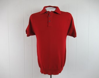 Vintage shirt, Ban Lon shirt, rood shirt, jaren 60 shirt, shirt met korte mouwen, Puriteins shirt, poloshirt, vintage kleding, maat klein