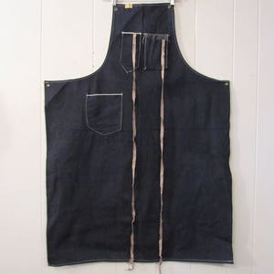 Vintage workwear, 1950s apron, denim apron, vintage apron, work apron, denim apron, vintage denim, 1950s denim, Hudson&#39;s Detroit, NOS