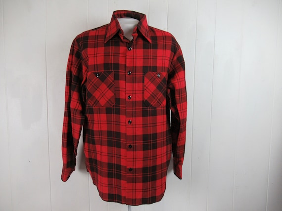 Vintage shirt, flannel shirt, 1960s shirt, plaid … - image 1