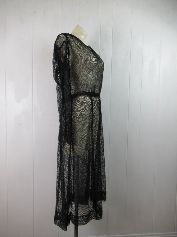 Vintage dress, 1940s dress, lace dress, black lac… - image 3