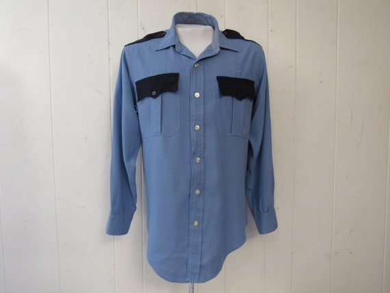 Vintage shirt, gabardine shirt, 2 tone shirt, unif