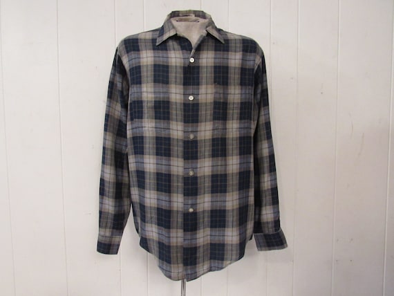 Vintage shirt, 1960s shirt, plaid shirt, Campus sh