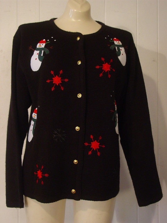 Ugly Christmas sweater, Vintage 1980s, cardigan, … - image 1