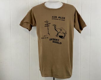 Vintage t shirt, size XL, 1990s t shirt, Desert Shield t shirt, military shirt, 435 ALCE, Jubail or bust, Saudi Arabia, vintage clothing