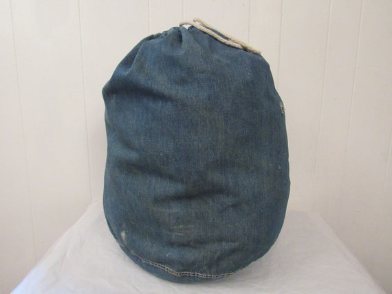 Vintage denim bag, duffle bag, denim duffel bag, … - image 2