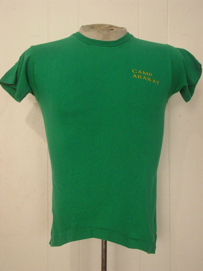 1970s t shirt Vintage t shirt S size small blue block Champion t shirt vintage clothing Camp Ararat t shirt