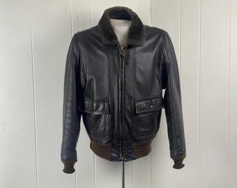 【60s】Vintage leather G1 Jacket SwiftZip 60s Vintage US Navy G-1 Leather Flight Jacket - Large – Rokit