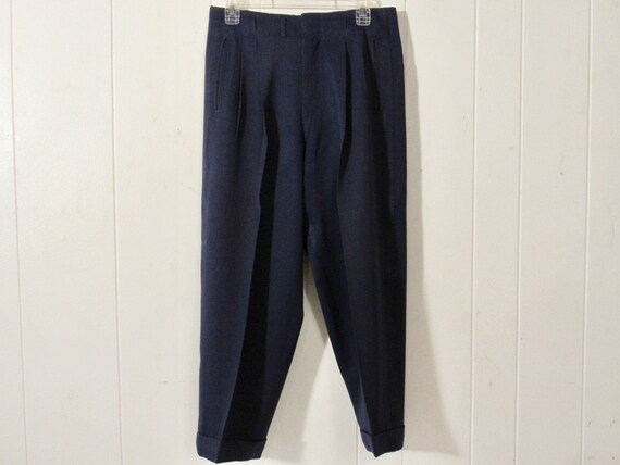 Vintage pants, 1950s pants, blue pants, Rayon gaba