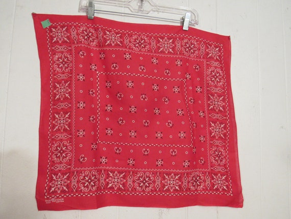 Vintage bandana, red bandana, 1950s bandana, eleph