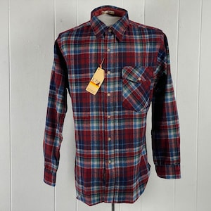 Pendleton shirt, size medium, vintage Lobo Pendleton, vintage plaid shirt, 1980s shirt, blue & red plaid, vintage clothing, NOS