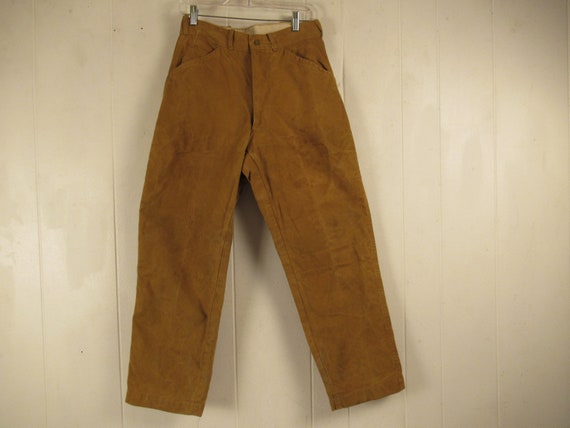 Vintage pants, size 29 x 27.5, brown duck pants, c