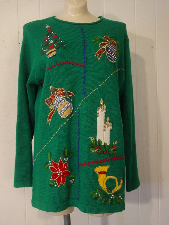 Ugly Christmas sweater, Vintage 1980s, christmas,… - image 1