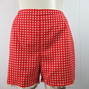 Vintage shorts, 1960s shorts, red shorts, back zip shorts, Joyce, vintage clothing, size medium