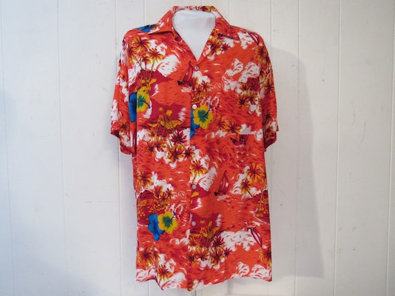 Vintage shirt, Hawaiian shirt, 1970s shirt, Rayon